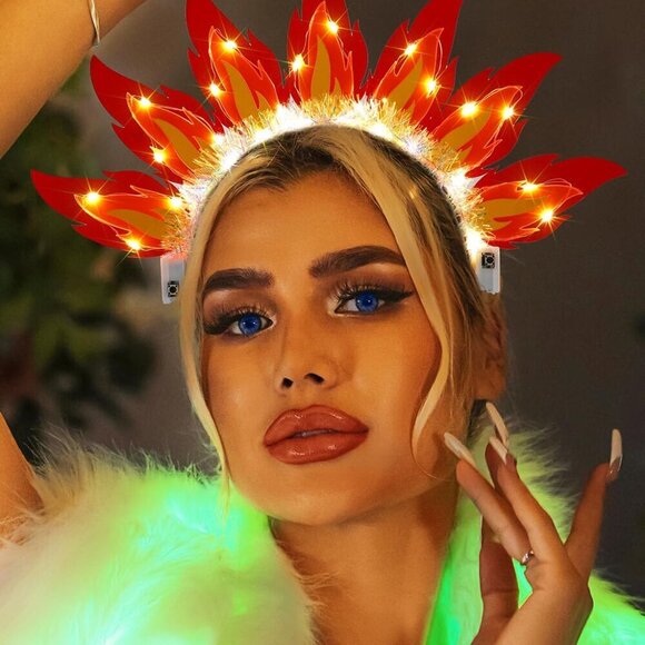 LED Flame Headband Women Glow Hair Accessory Festive Halloween Party Wear main image 4